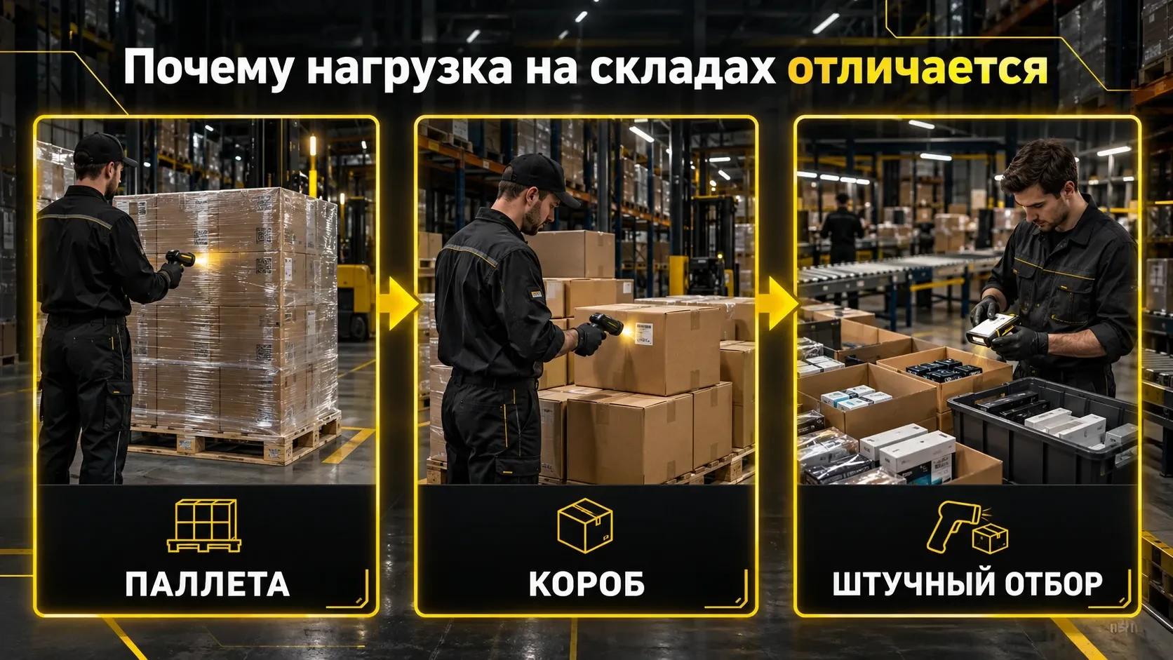 Разница нагрузки Честного Знака при работе с палетами, коробами и штучным товаром.